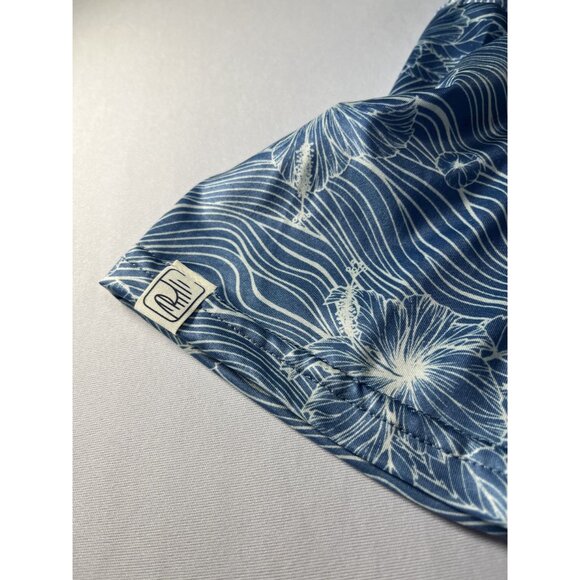 Laguna Swim Men’s XL Blue White Floral Polo Shirt Stretch Casual Surf Style - Picture 7 of 9